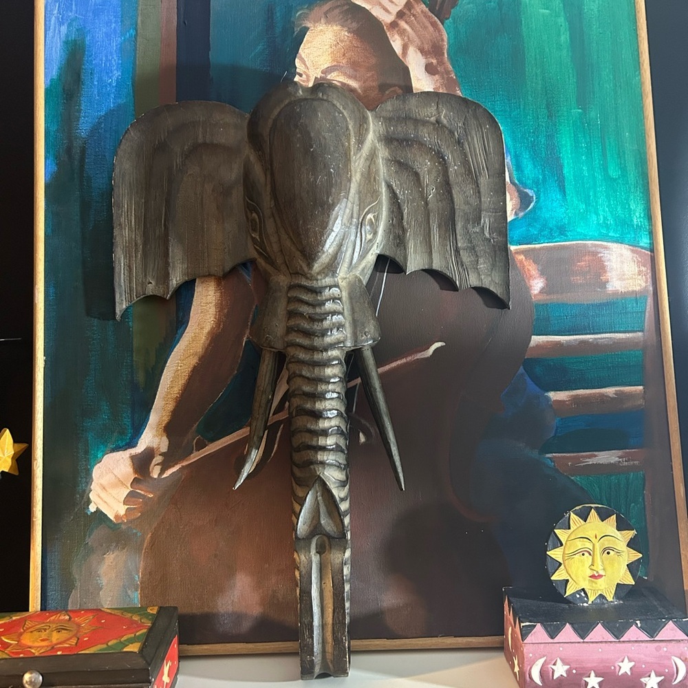 Handcrafted Brown Elephant Wall Art Made in Indonesia